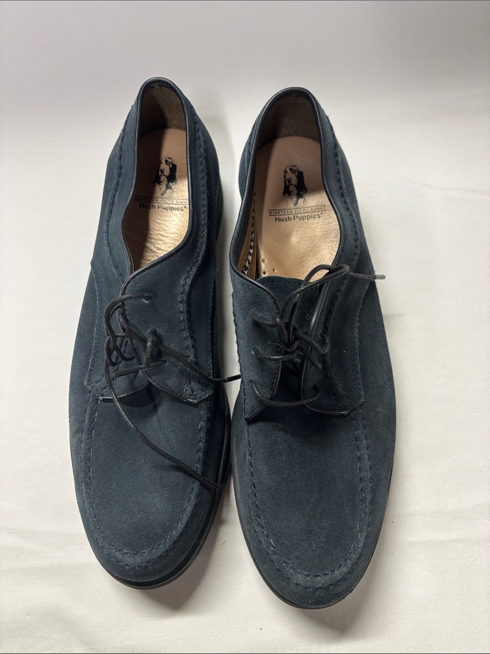 Hush Puppies Women's Suede Lace-Up Flats in Dark Teal/blue